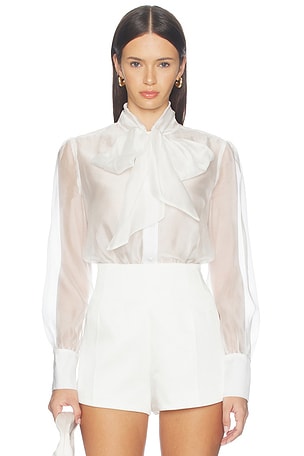 White Organza Blouse Bodysuit Nadine Merabi