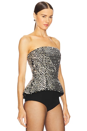 Nadine Merabi Paige Top in Metallic Silver