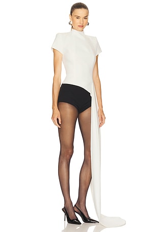 Nadine Merabi Top With Drape in White