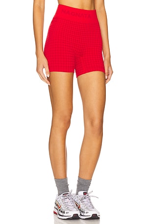 Nagnata Houndstooth Wool Mini Short in Red