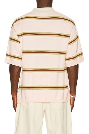 Nahmias Knit Striped Polo in Pink