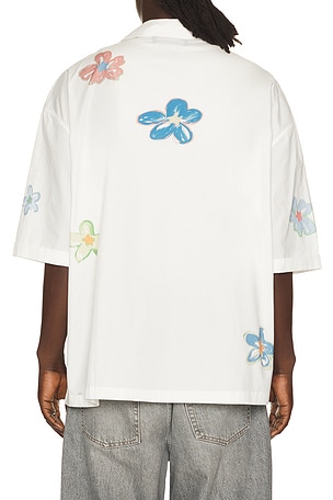 Nahmias Super Bloom Cropped Short Sleeve Shirt in White