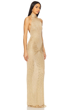 The New Arrivals by Ilkyaz Ozel Cass Dress in Metallic Gold