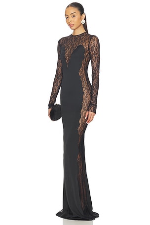 Jean Lace Detailed Satin Maxi Dress The New Arrivals by Ilkyaz Ozel