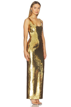 The New Arrivals by Ilkyaz Ozel Manu Dress in Metallic Gold