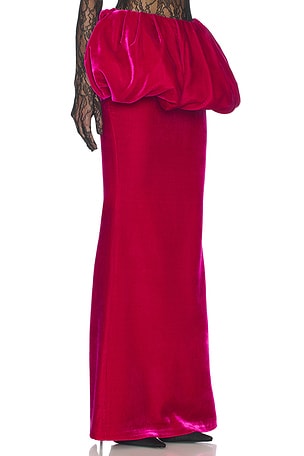 The New Arrivals by Ilkyaz Ozel Galina Silk Velvet Skirt in Fuchsia