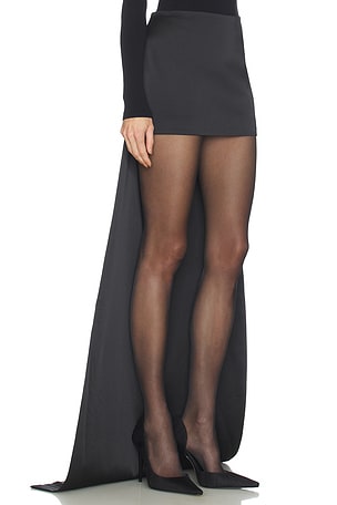 The New Arrivals by Ilkyaz Ozel Medea Long Trained Mini Skirt in Black