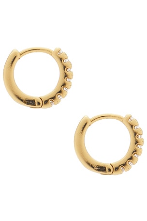 Natalie B Jewelry Lucy Micro Pave Huggy Hoop Earrings in Metallic Gold