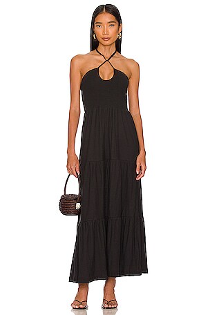 knee length dresses for ladies Cosette Maxi Dress in Jet Black  Loco Lindo