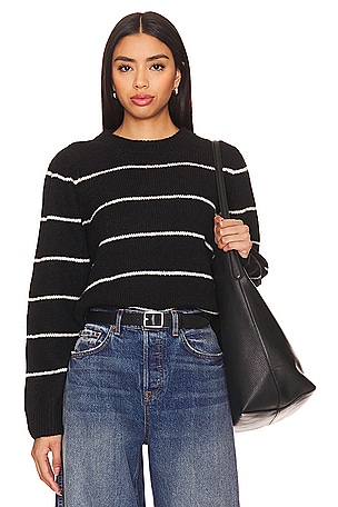 CAROLINE CONSTAS Mirabel Sweater in Black Camel Stripe