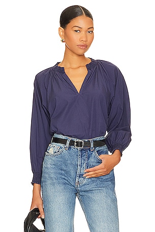 L'AGENCE Bianca Blouse in Nouvean Navy