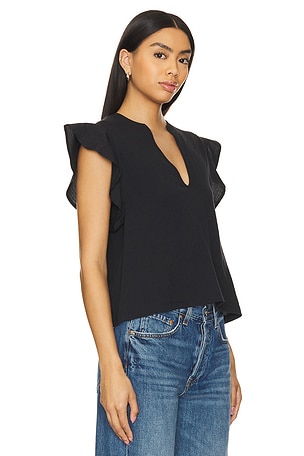 Nation LTD Constance V-neck Top in Black