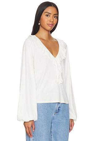 Nation LTD Giorgio Flounce Top in Ivory