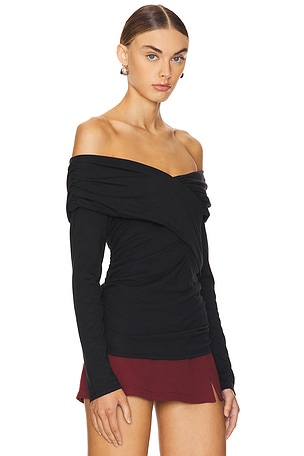 Nation Los Angeles Mika Off Shoulder Top in Black