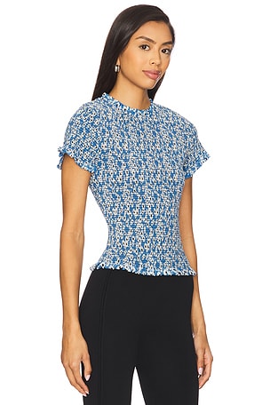 Nation Los Angeles Evie Smocked Top in Blue