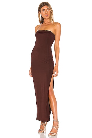 plum brown dress Nakita Halterneck Maxi Dress - Brown
