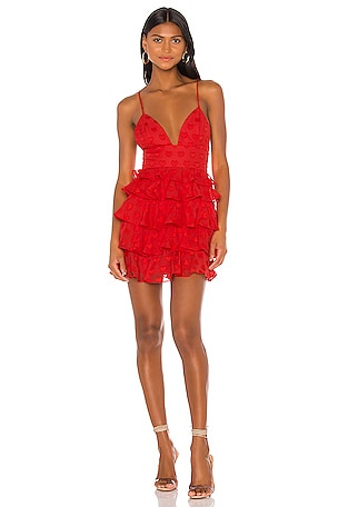 knee length dresses for ladies Roxanne Mini Dress in Cherry Red – Madeline Marie main image 0