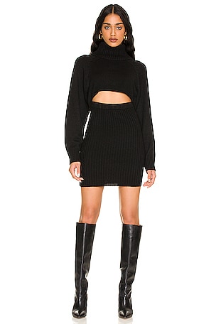NBD Winona Cut Out Turtleneck Dress in Black | REVOLVE
