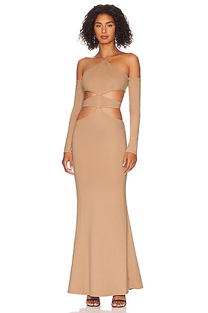 Marcelina Maxi Dress in Light Beige NBD