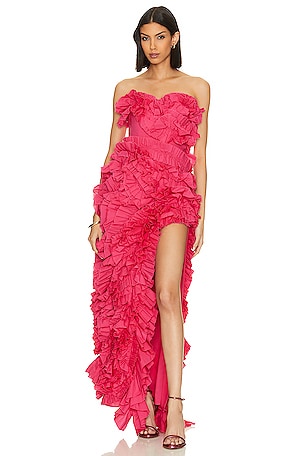 Elowen Ruffle Maxi Dress in Pink