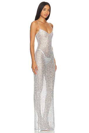 NBD Leighan Gown in Metallic Silver