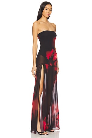 NBD Adeliza Maxi Dress in Black,Red