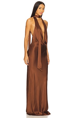NBD Naila Gown in Brown. Size XXS. Also