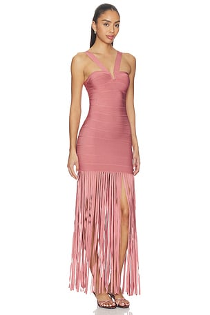 NBD Jaeke Fringe Maxi Dress in Pink. Size XXS. Also
