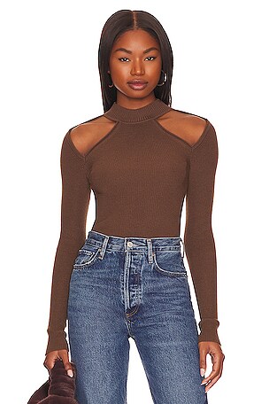 cold shoulder polo neck top