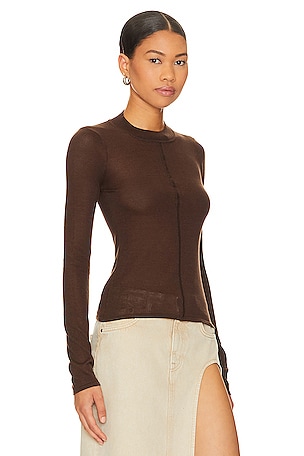 NBD Tayla Crew Neck Pullover in Chocolate