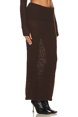 NBD Reece Fold Over Maxi Skirt in Chocolate