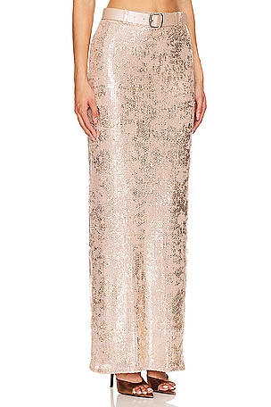 NBD Jobelle Maxi Skirt in Metallic Gold