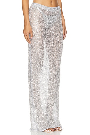 NBD Shanti Maxi Skirt in Metallic Silver