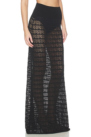 NBD Kyriah Pointelle Maxi Skirt in Black