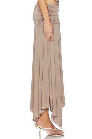 NBD Niya Midi Skirt in Taupe