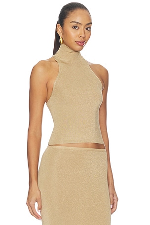 NBD Nyla Mock Neck Tank in Metallic Gold