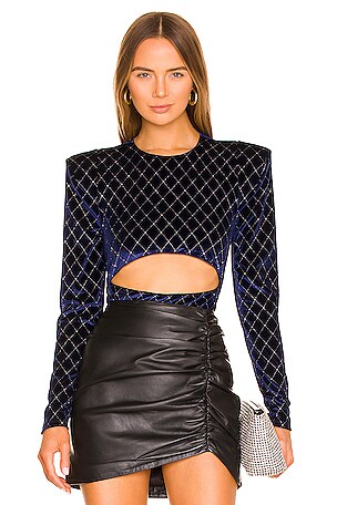 Michael Costello x REVOLVE Leonie Crop Top in Champagne hotsell & Black