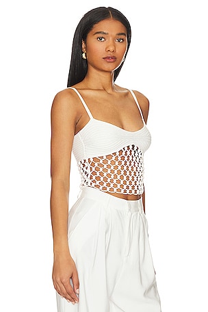 NBD Nastasia Beaded Crochet Tank in White