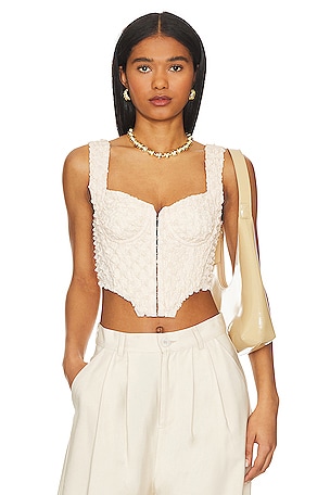 NWT For Love & Lemons Revolve Corset Sunshine Tiered Bustier Maxi