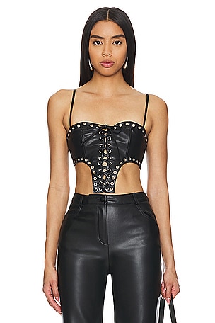 Trista Faux Leather Top NBD