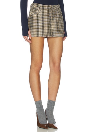 Nakedvice The Brooklyn Check Skirt in Tan