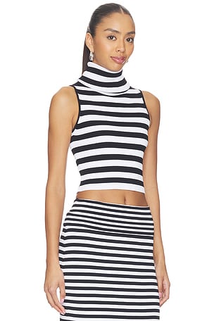 Nakedvice The Eve Stripe Top in Black,White