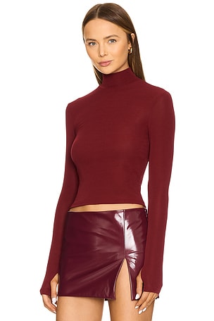 Nakedvice The Imogen Turtleneck Top in Burgundy