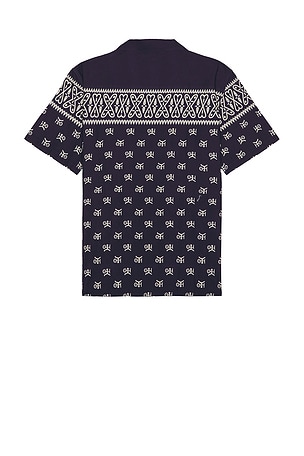 NEUW Scarf Print Short Sleeve Shirt in Navy