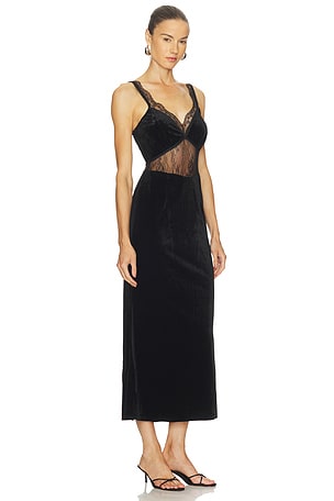 Never Fully Dressed Velvet Lace Insert Dress in Black