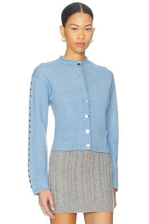 Never Fully Dressed Studded Cardigan in Blue