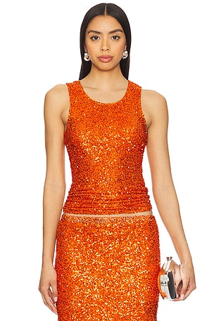 Rust Sequin Tank Top Never Fully Dressed