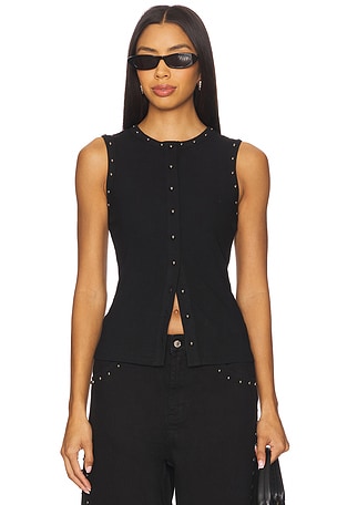 Studded Button Tank Never Fully Dressed