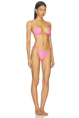 naranja furcado Latex Splash Barbie Triangle Bikini Set in Pink