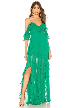 NICHOLAS x REVOLVE Georgette Cascade Maxi Dress in Emerald | REVOLVE